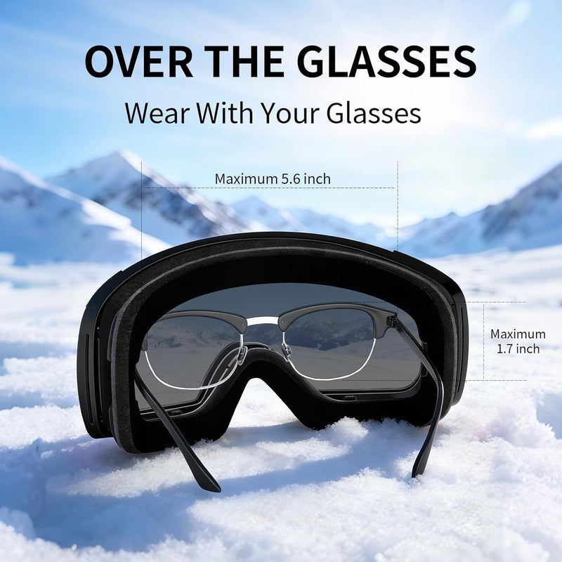 Veltuno Ski Goggles for Men Women Adult & Youth, OTG Snowboard Goggles Anti Fog, Snow Goggles UV Protection Wide Vision - Image 4